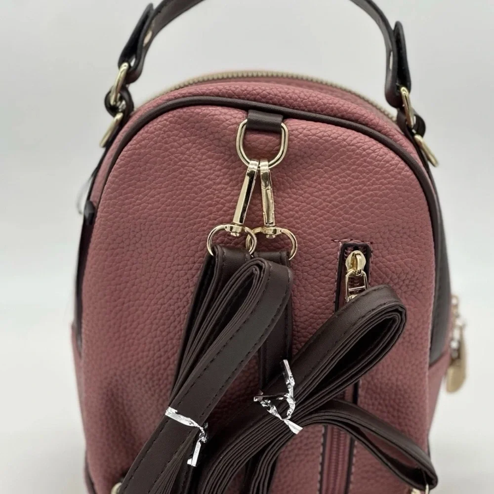 Burgundy Leather Backpack with Bee Accent NWT - Picture 6 of 11